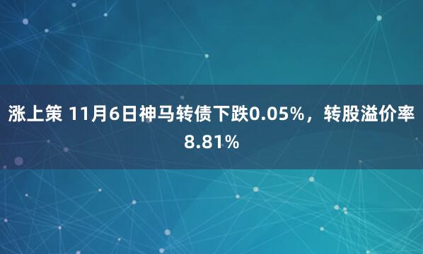 涨上策 11月6日神马转债下跌0.05%，转股溢价率8.81%