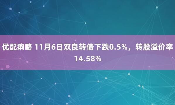 优配痢略 11月6日双良转债下跌0.5%，转股溢价率14.58%